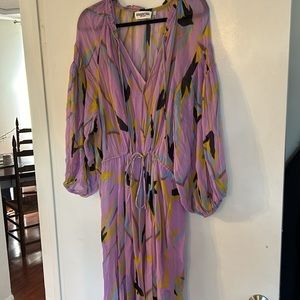 Long sleeve colorful maxi dress with side slit